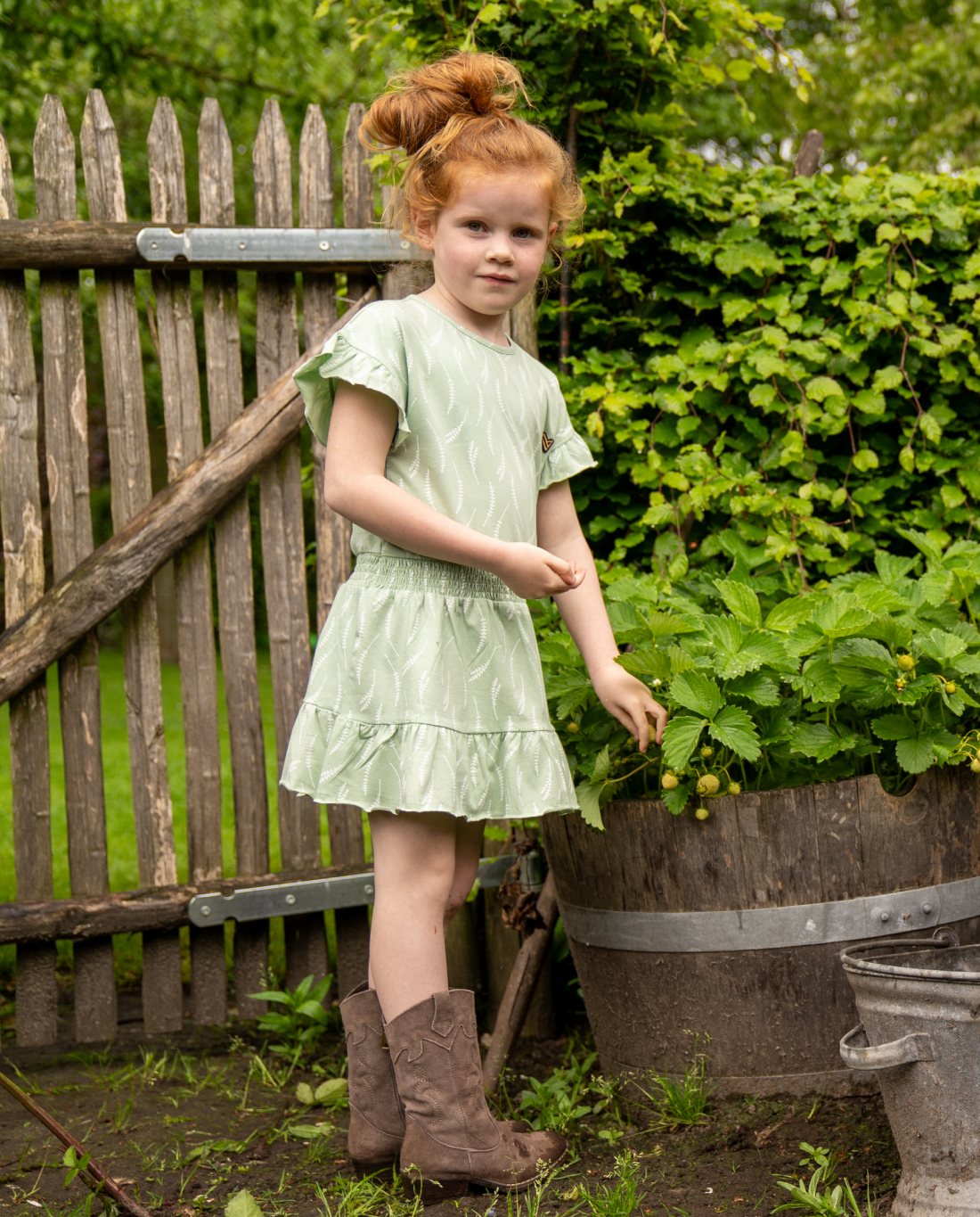 Celadon Green | Haljina kratkih rukava za djevojčice