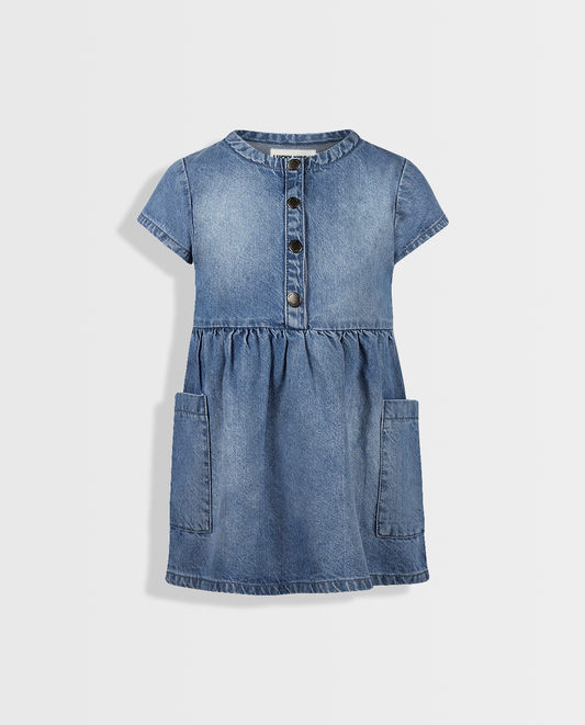 Denim Delight | Traper haljina za djevojčice s kratkim rukavima