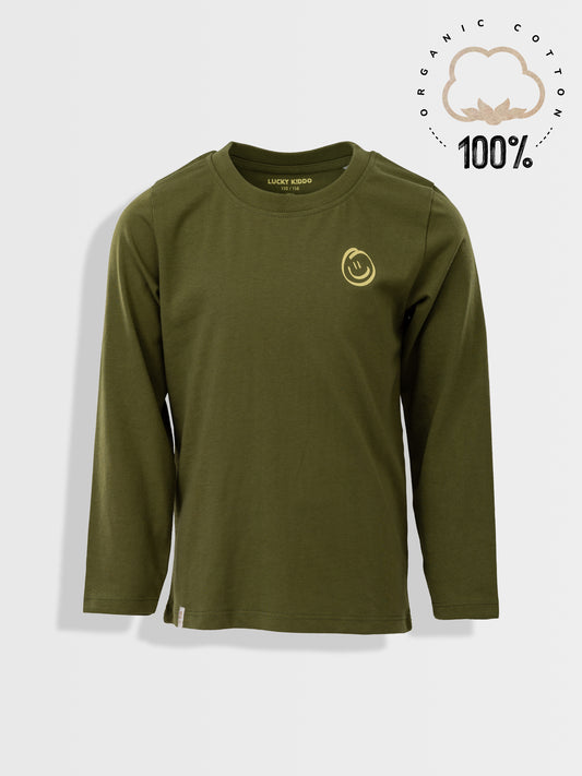 Majica dugih rukava za dječake | Dark Green Smiley