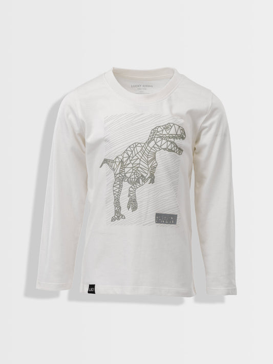 Majica dugih rokava za dječake | Star White Dino