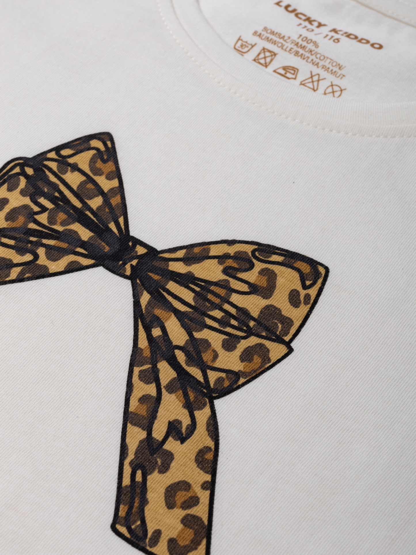 Leopard Bow Off White | Majica kratkih rukava za djevojčice