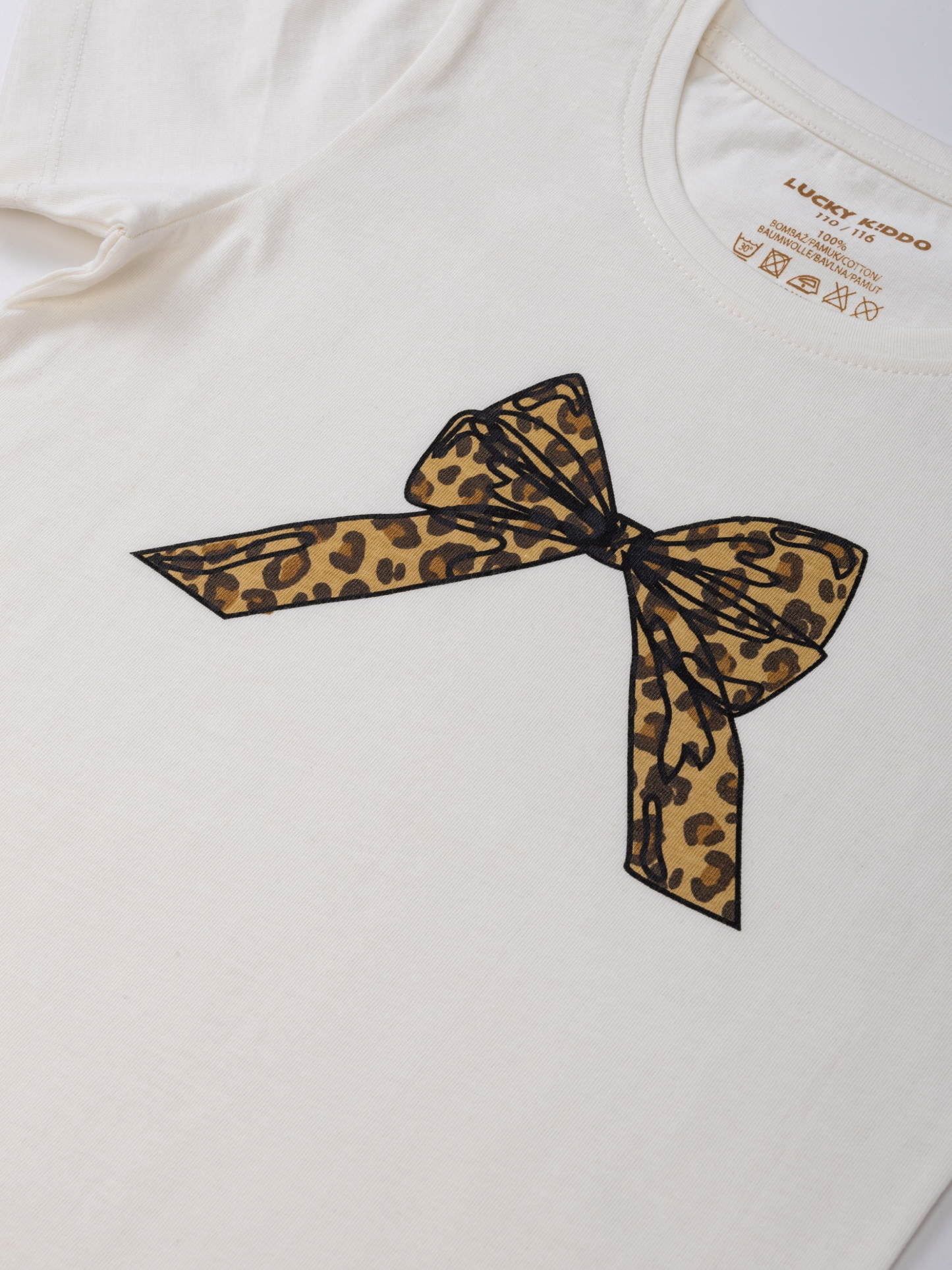 Leopard Bow Off White | Majica kratkih rukava za djevojčice