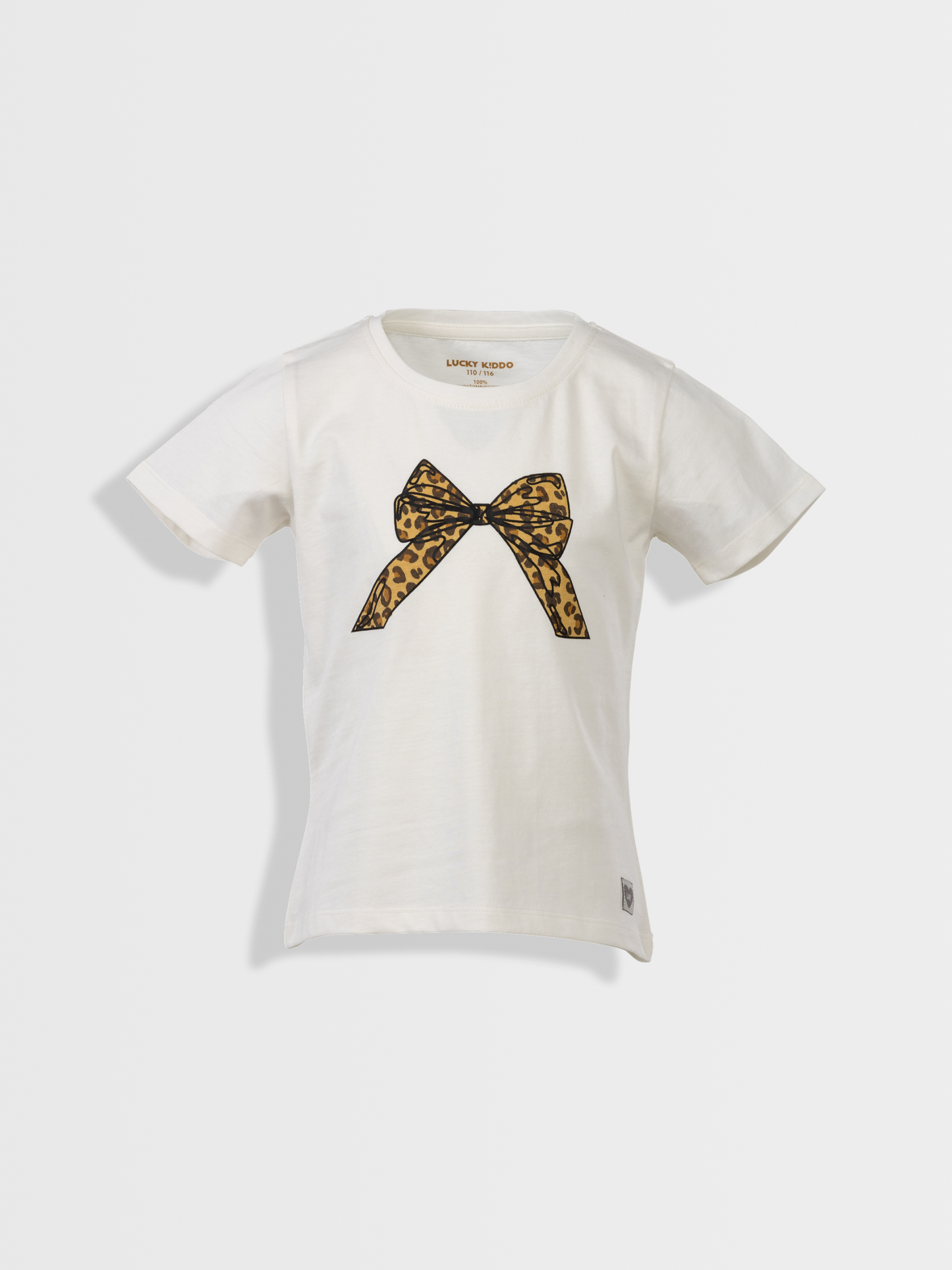 Leopard Bow Off White | Majica kratkih rukava za djevojčice