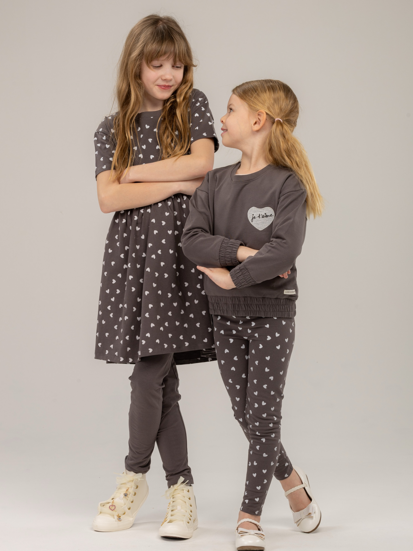 Paris Grey Hearts | Haljina kratkih rukava za djevojčice