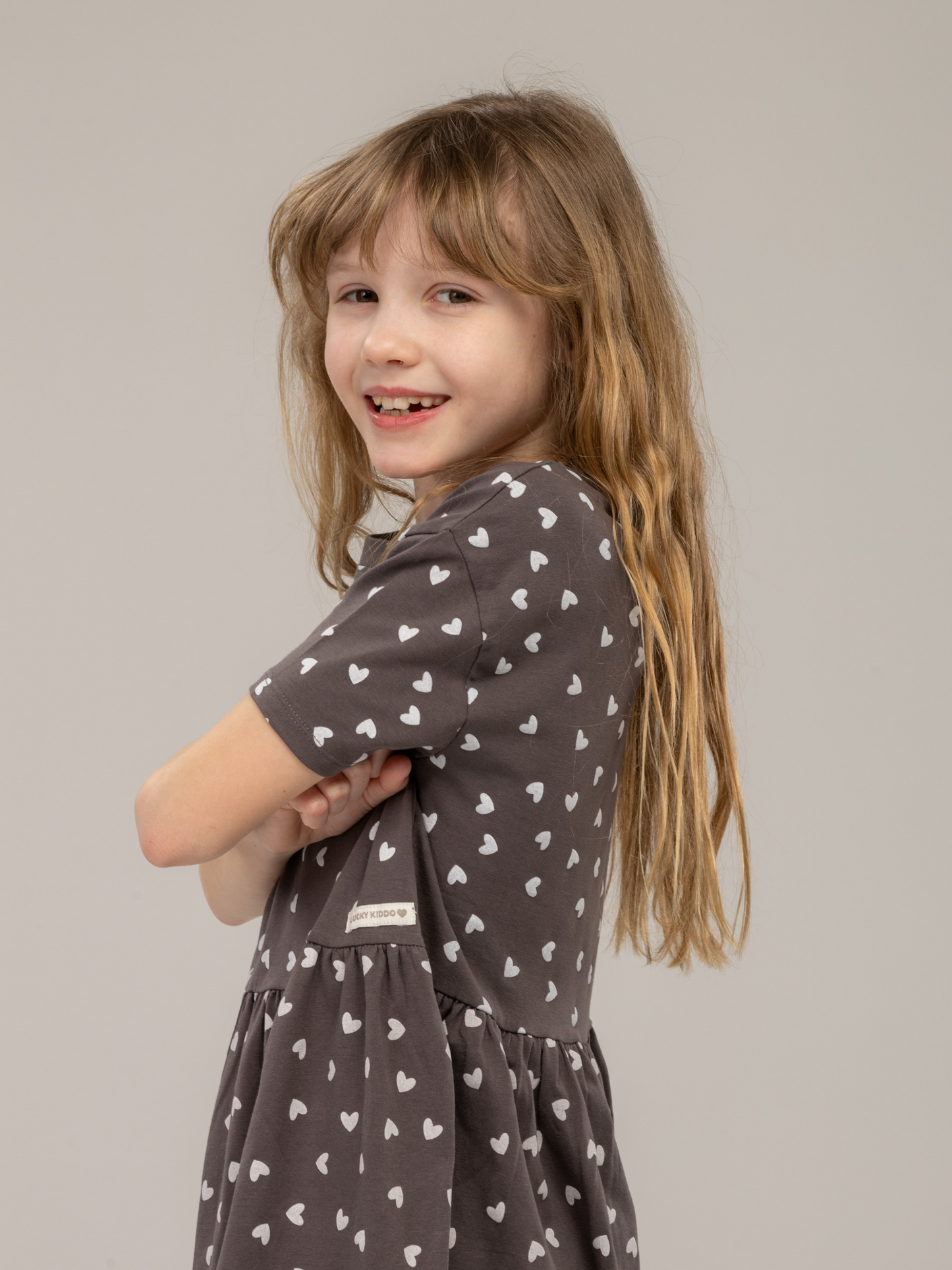 Paris Grey Hearts | Haljina kratkih rukava za djevojčice