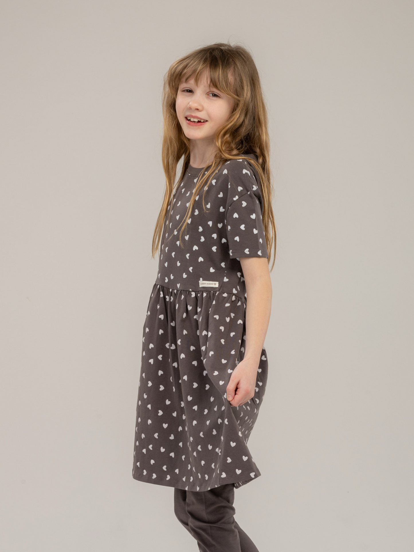 Paris Grey Hearts | Haljina kratkih rukava za djevojčice