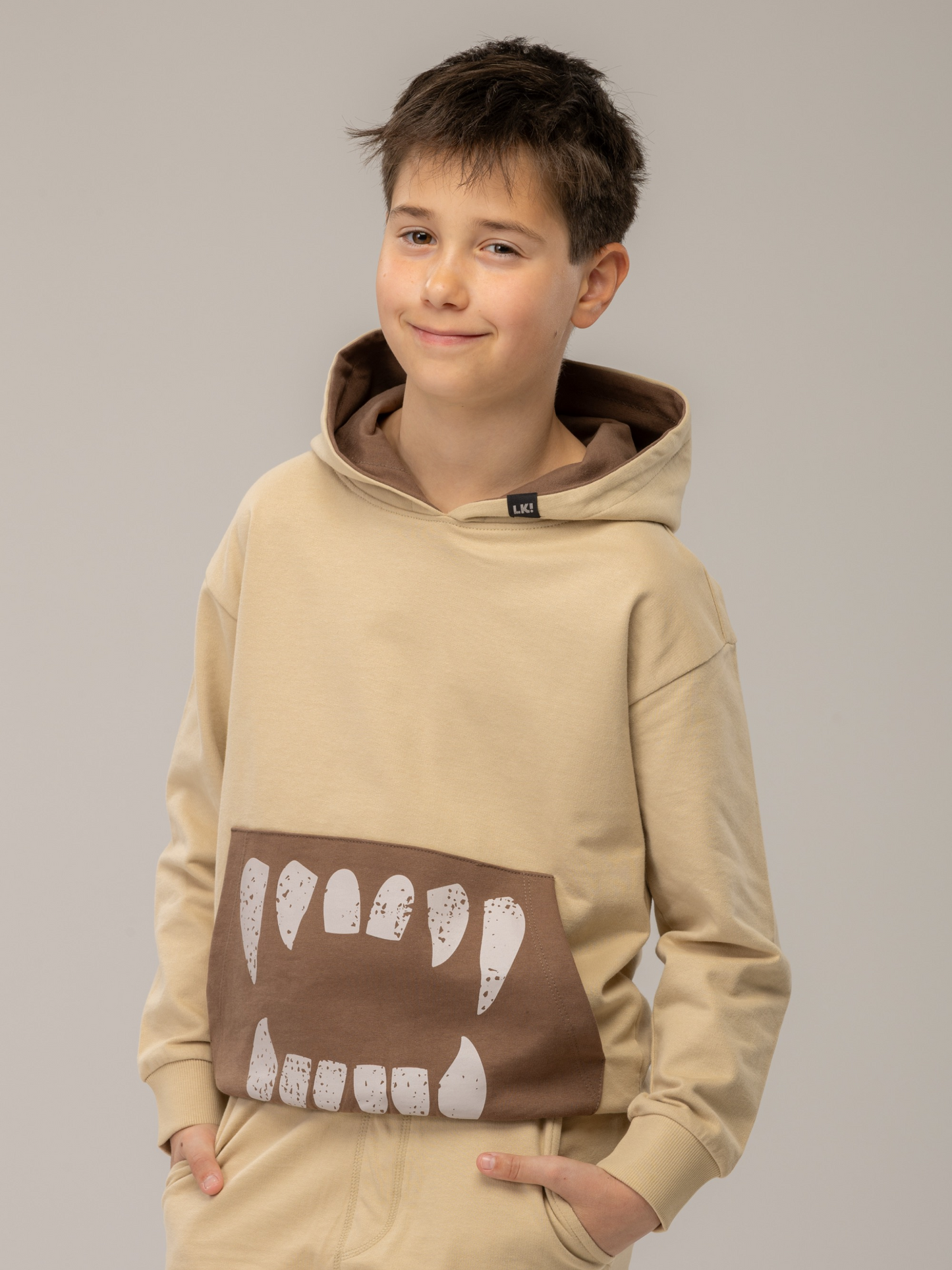 Beige Brown Teeth | Majica s kapuljačom za dječake
