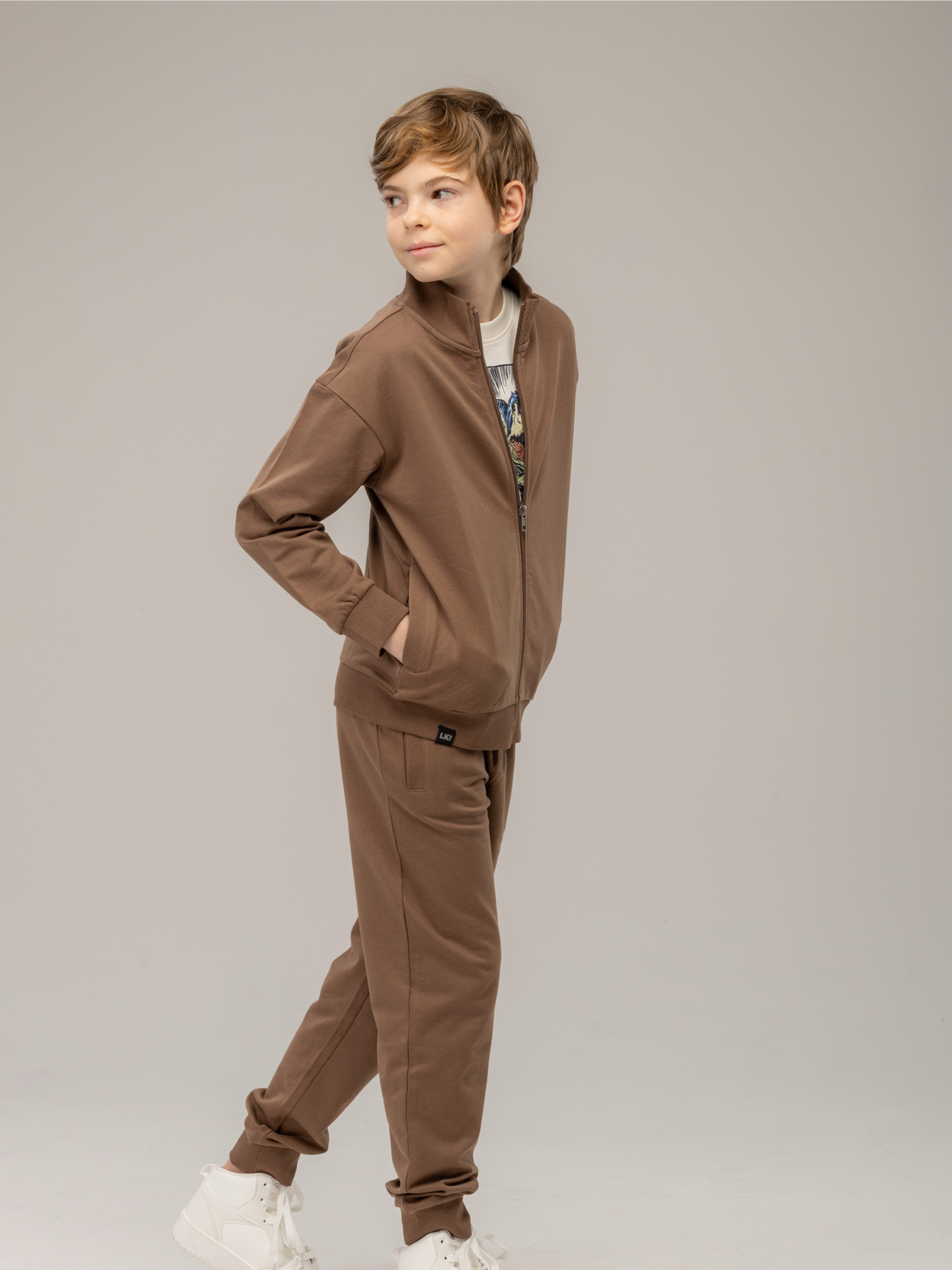 Shitake Brown | Majica za dječake s patentnim zatvaračem