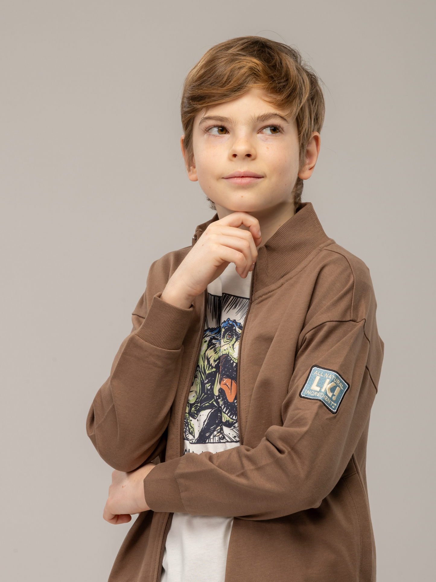 Shitake Brown | Majica za dječake s patentnim zatvaračem