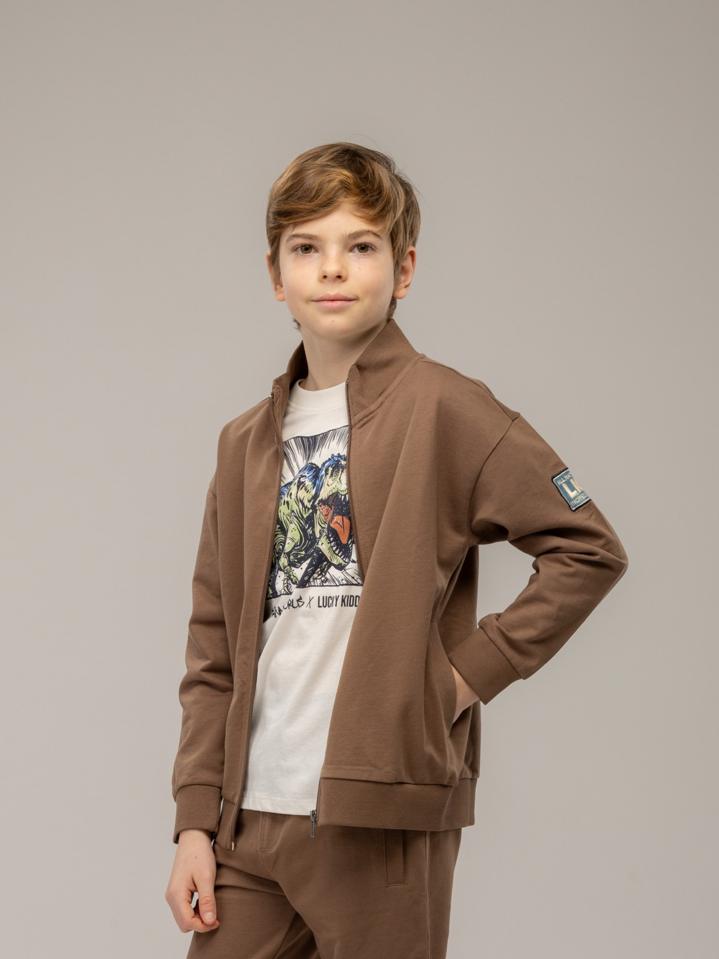 Shitake Brown | Majica za dječake s patentnim zatvaračem