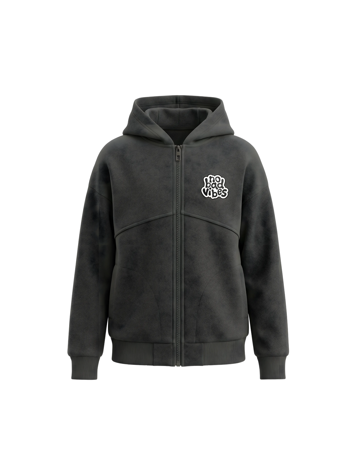 Grey No Bad Vibes | Majica s kapuljačom za dječake - oversized kroj