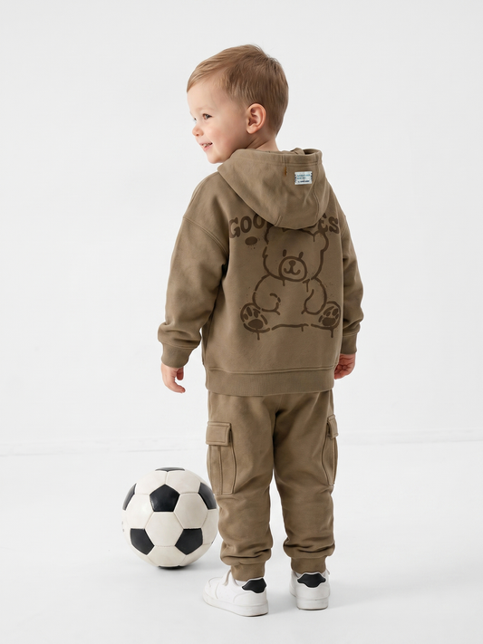 Camel Good Vibes | Podstavljena majica s kapuljačom za dječake - oversized kroj