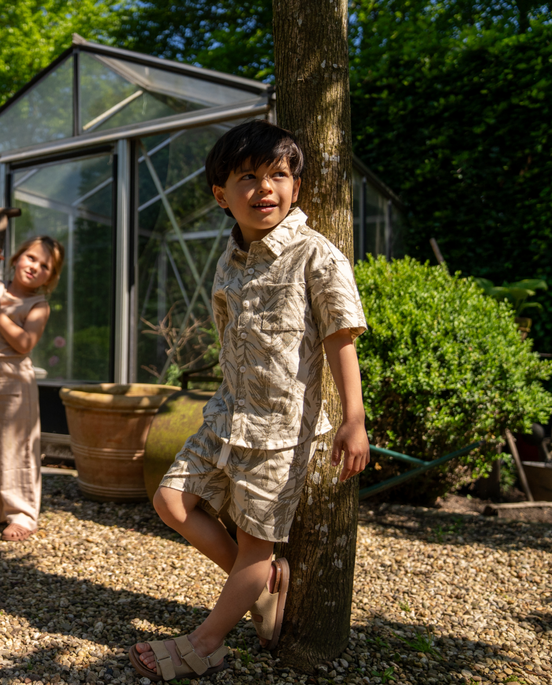 Beige Havana | Košulja za dječake s kratkim rukavima