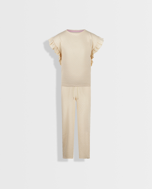 Off White Essence | Dvodijelni komplet za djevojčice s dugim hlačama