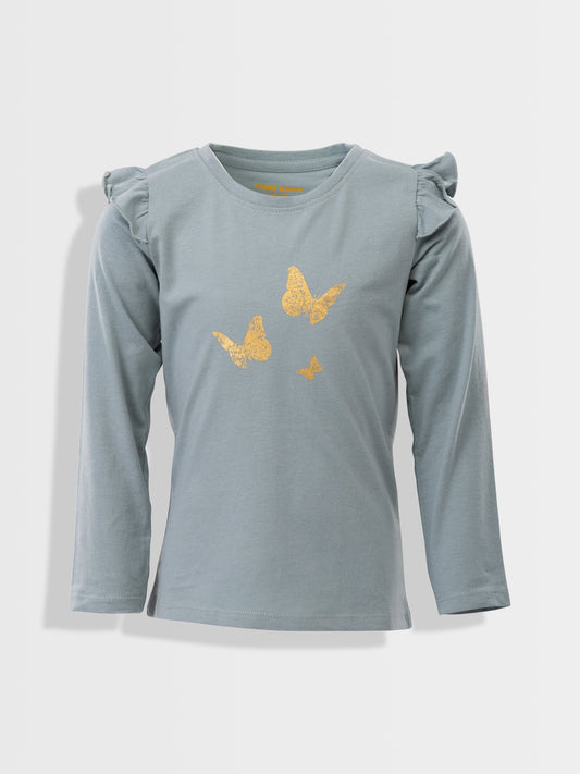 Majica dugih rukava za djevojčice | Grey Mist Butterflies