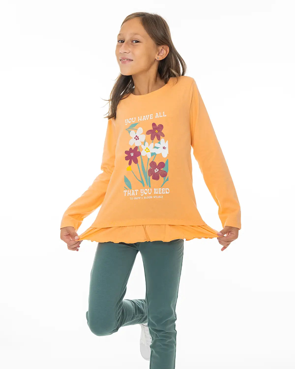 Majica dugih rukava za djevojčice | Bloom Orange