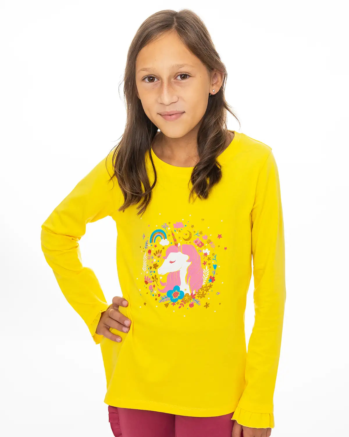 Majica dugih rukava za djevojčice | Enchated Unicorn Yellow