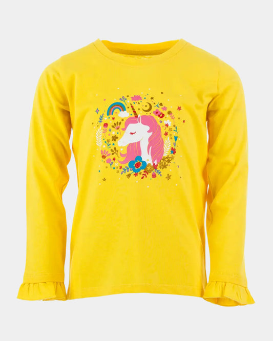 Majica dugih rukava za djevojčice | Enchated Unicorn Yellow