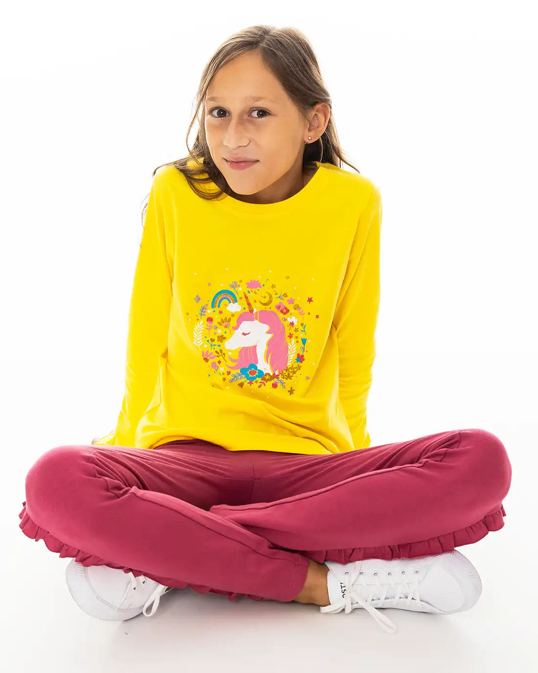 Majica dugih rukava za djevojčice | Enchated Unicorn Yellow
