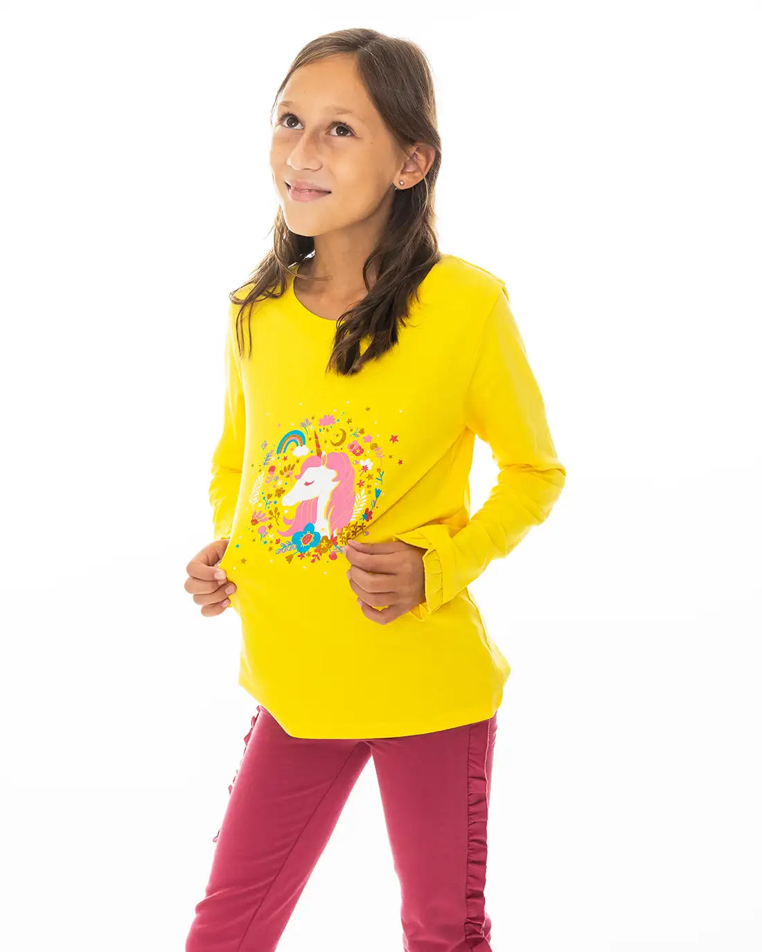Majica dugih rukava za djevojčice | Enchated Unicorn Yellow