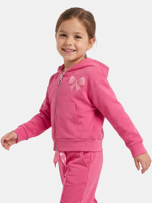 Rapture Rose | Podstavljena sweater majica s kapuljačom i patentnim zatvaračem za djevojčice