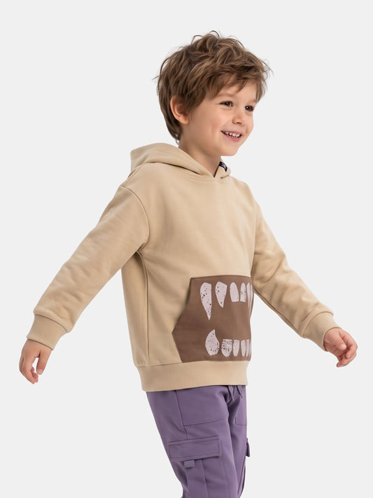 Beige Brown Teeth | Sweater majica s kapuljačom za dječake