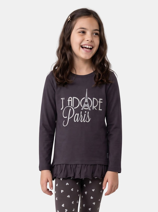 J’adore Paris Grey | Majica dugih rukava za djevojčice