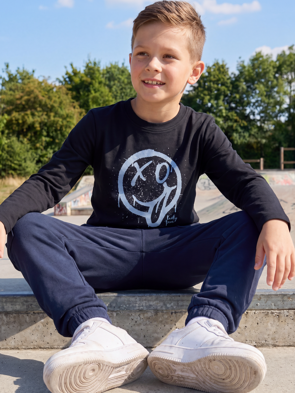 Lucky Face Blue | Majica dugih rukava za dječake - klasični kroj
