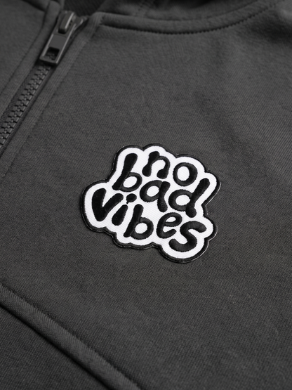 Grey No Bad Vibes | Jakna s kapuljačom za dječake - oversized kroj