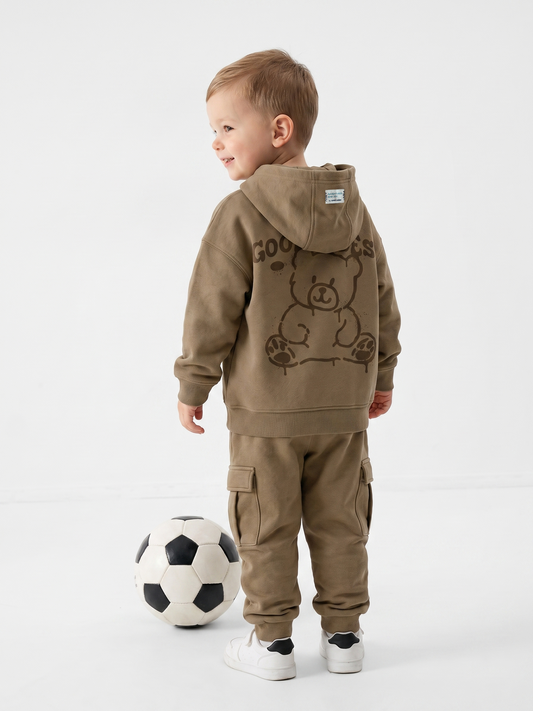 Camel Good Vibes | Podstavljena jakna s kapuljačom za dječake - oversized kroj