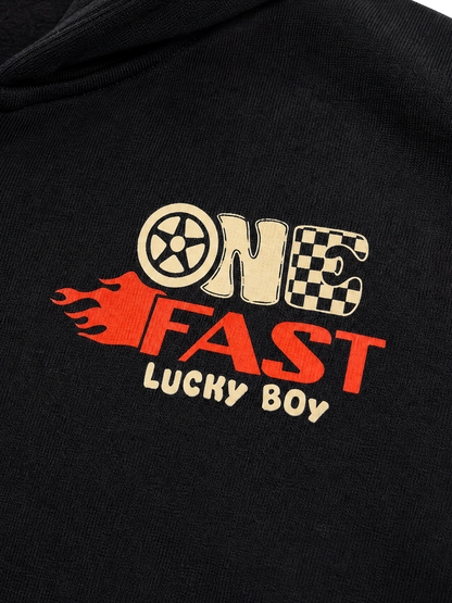 Black Fast | Podstavljena majica s kapuljačom za dječake - klasični kroj