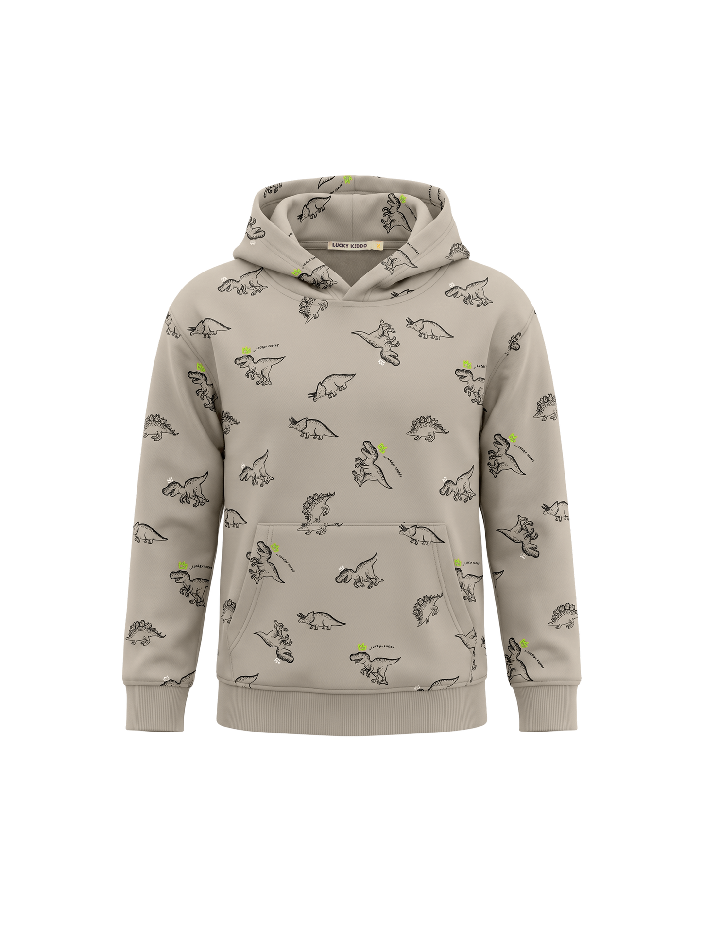 Beige Dinosaurs | Majica s kapuljačom za dječake - klasični kroj