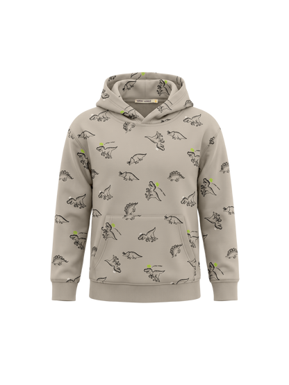 Beige Dinosaurs | Majica s kapuljačom za dječake - klasični kroj