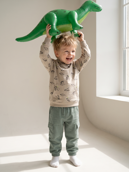 Beige Dinosaurs | Majica s kapuljačom za dječake - klasični kroj