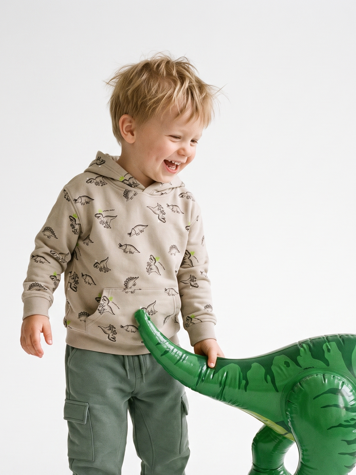 Beige Dinosaurs | Majica s kapuljačom za dječake - klasični kroj