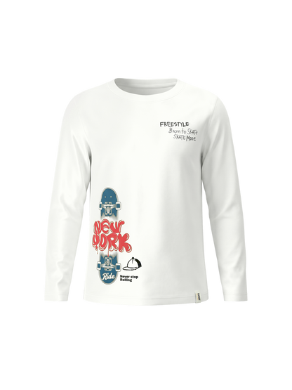 White Freestyle | Majica dugih rukava za dječake - klasični kroj