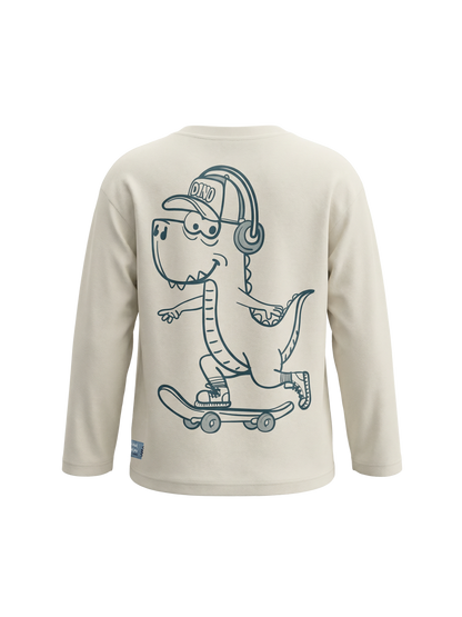 Cream Skater Dino | Majica dugih rukava za dječake - opušteni kroj