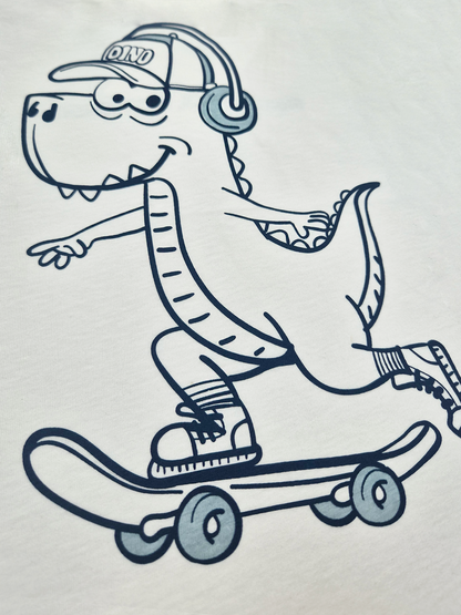 Cream Skater Dino | Majica dugih rukava za dječake - opušteni kroj
