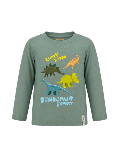 Green Dinosaur Expert | Majica dugih rukava za dječake - klasični kroj
