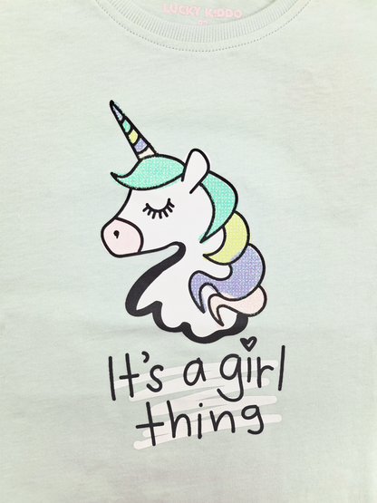Mint Unicorn | Majica kratkih rukava za djevojčice - opušteni kroj