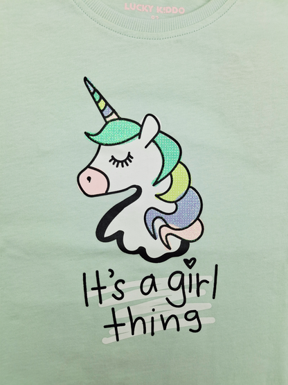 Mint Unicorn | Majica kratkih rukava za djevojčice - opušteni kroj