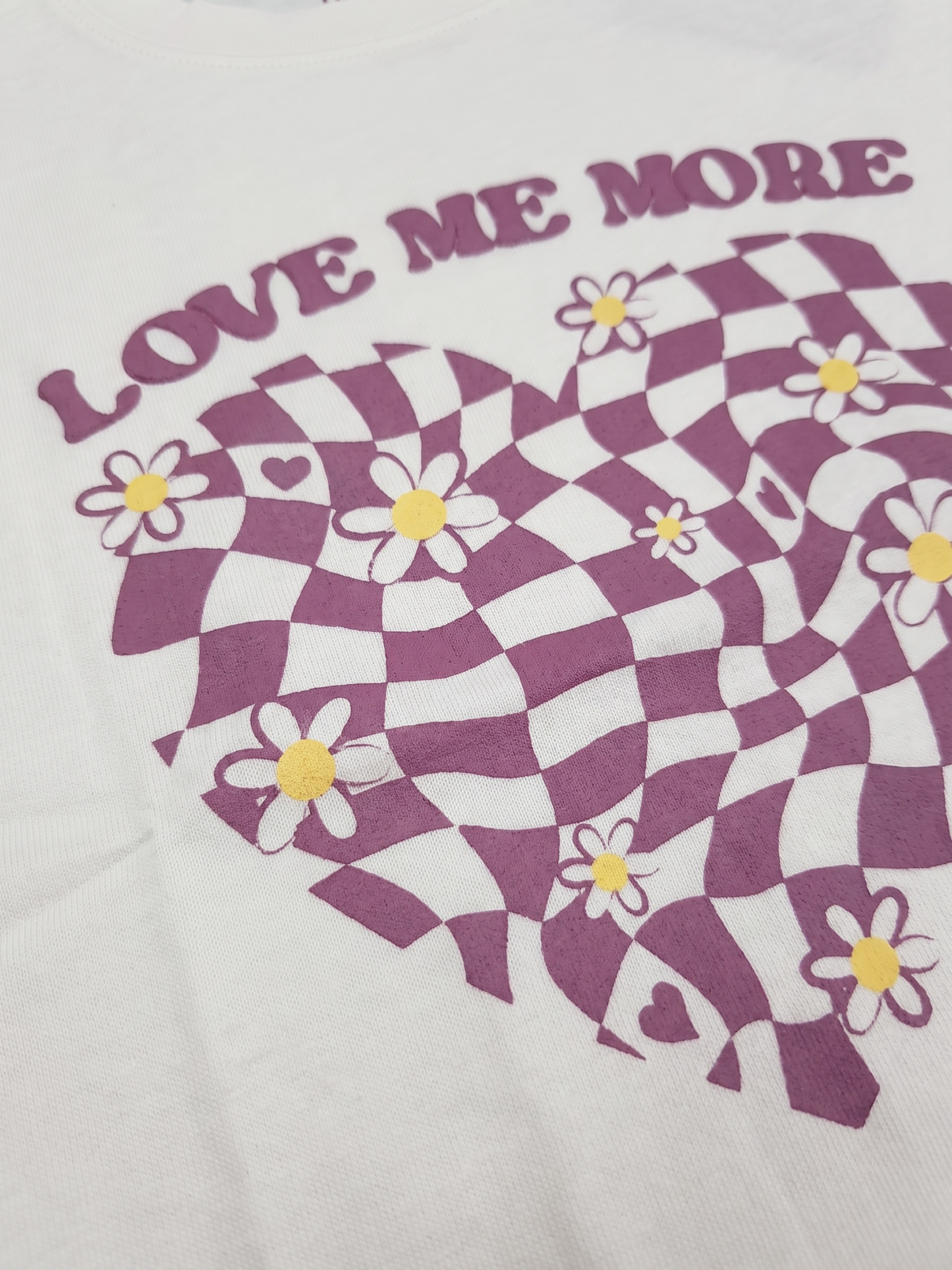 White Checker Heart | Majica kratkih rukava za djevojčice - oversized kroj