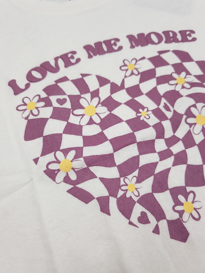 White Checker Heart | Majica kratkih rukava za djevojčice - oversized kroj