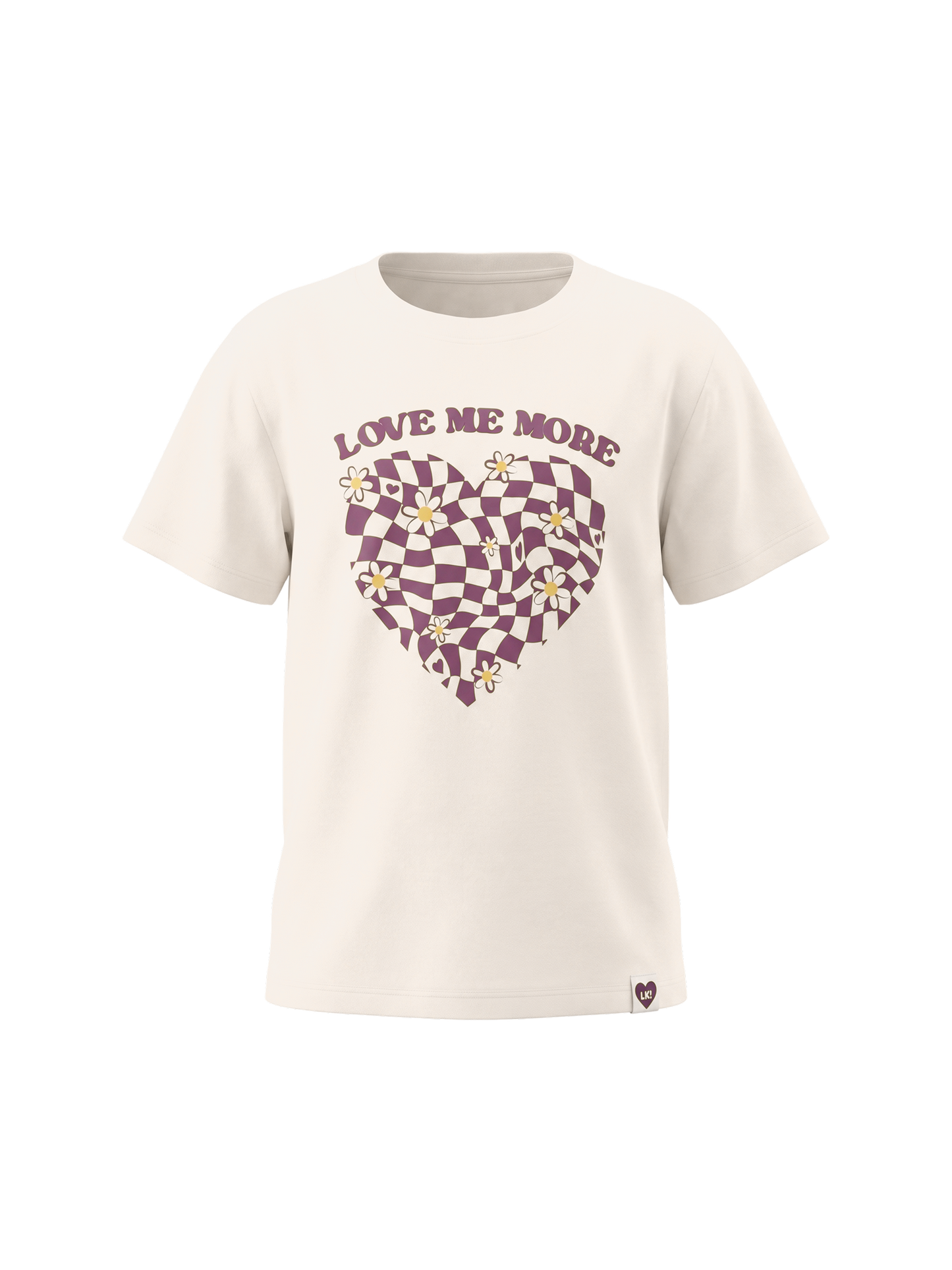 White Checker Heart | Majica kratkih rukava za djevojčice - oversized kroj