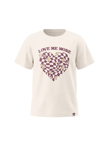 White Checker Heart | Majica kratkih rukava za djevojčice - oversized kroj