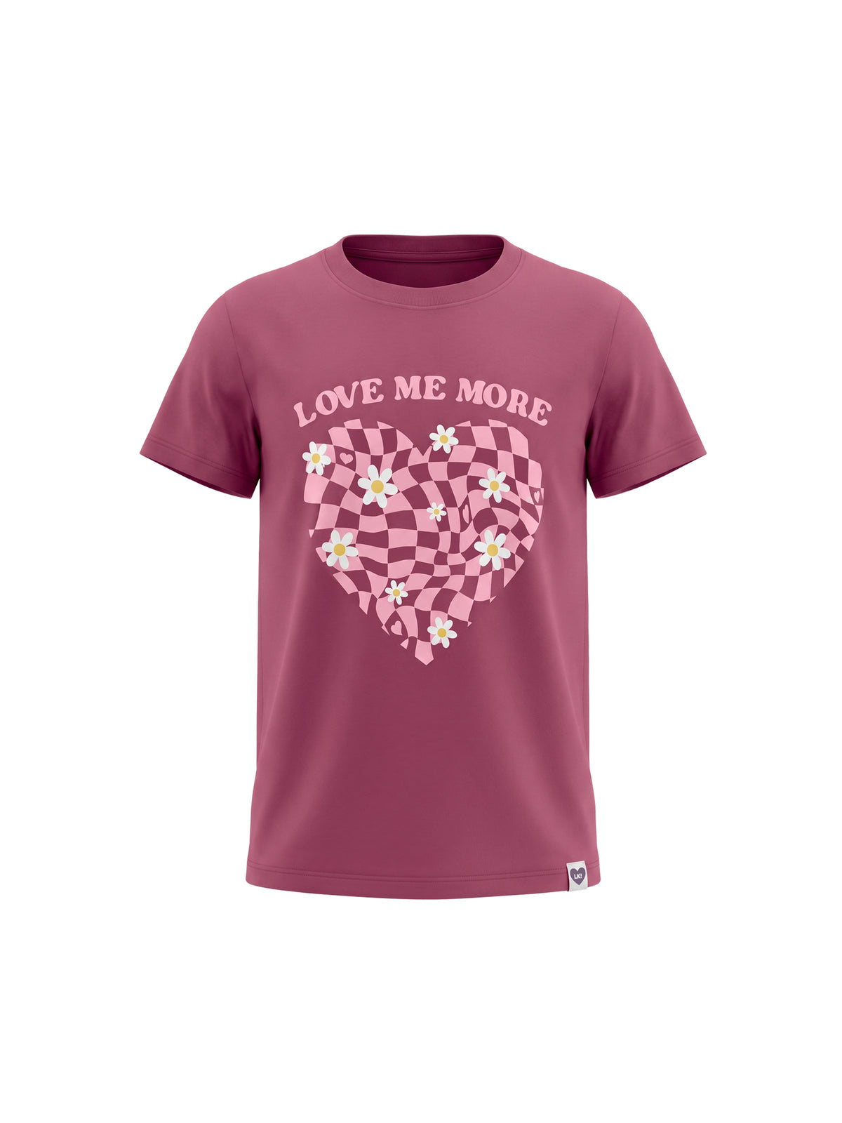 Raspberry Checker Heart | Majica kratkih rukava za djevojčice - oversized kroj