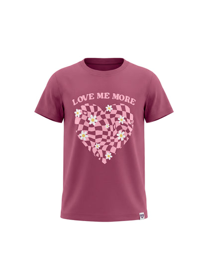 Raspberry Checker Heart | Majica kratkih rukava za djevojčice - oversized kroj