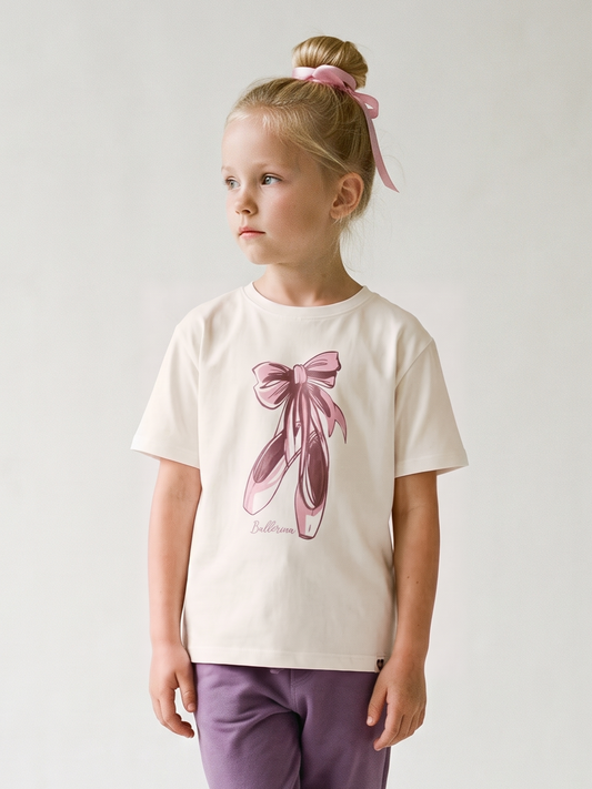 White Ballerina | Majica kratkih rukava za djevojčice - opušteni kroj