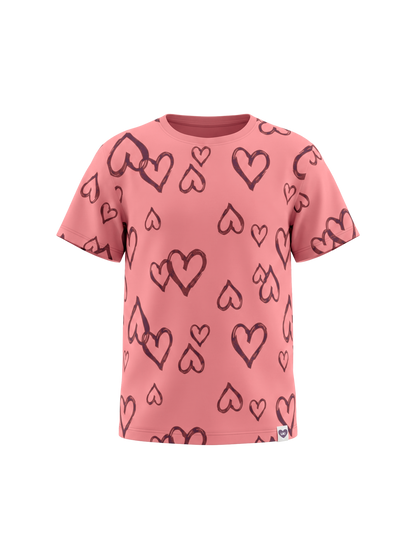Peach Hearts | Majica kratkih rukava za djevojčice - opušteni kroj