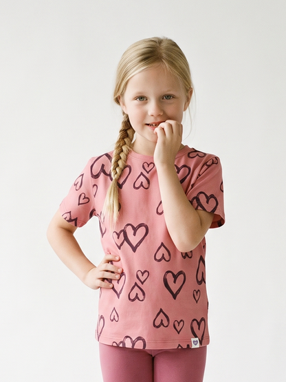 Peach Hearts | Majica kratkih rukava za djevojčice - opušteni kroj